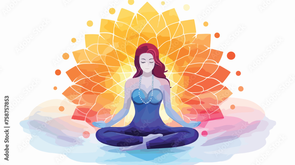 Vector illustration concept Aura and chakra meditation