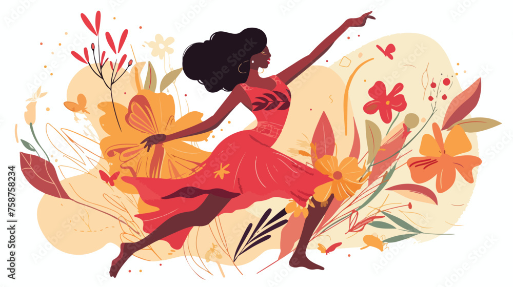 Vector illustration with dancing woman silhoeutte