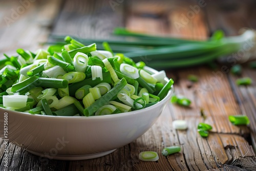 Spring's Freshest A Bowl of Green Onions and Asparagus Generative AI