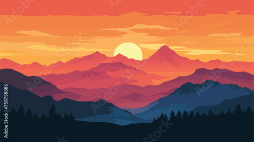 View of mountain during sunset illustration