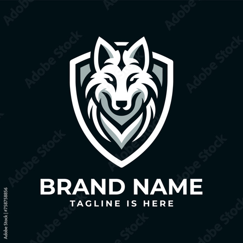 Wolf head shield logo