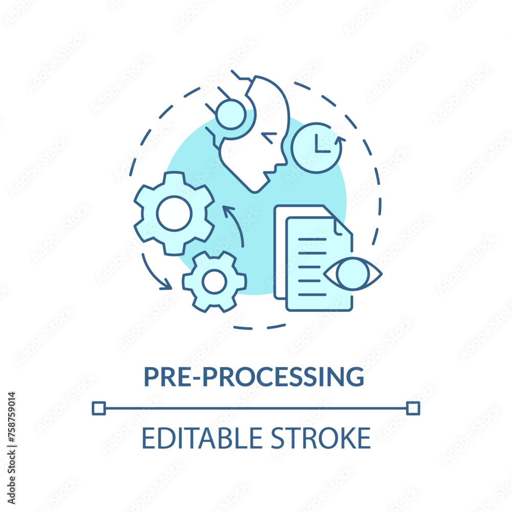 Pre-processing soft blue concept icon. Virtual assistant, transformative tools. Data processing. Round shape line illustration. Abstract idea. Graphic design. Easy to use in infographic Pre-processing soft blue concept icon. Virtual assistant, transformative tools. Data processing. Round shape line illustration. Abstract idea. Graphic design. Easy to use in infographic