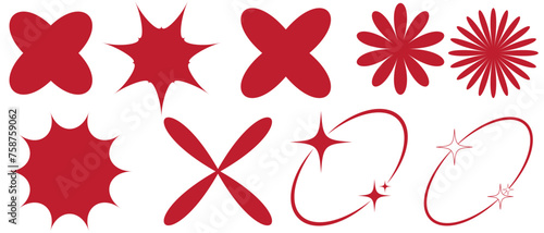 Brutalism shapes. Brutalism star and flower shapes. For modern T-shirts designed. Stars, starburst . Vector illustration
