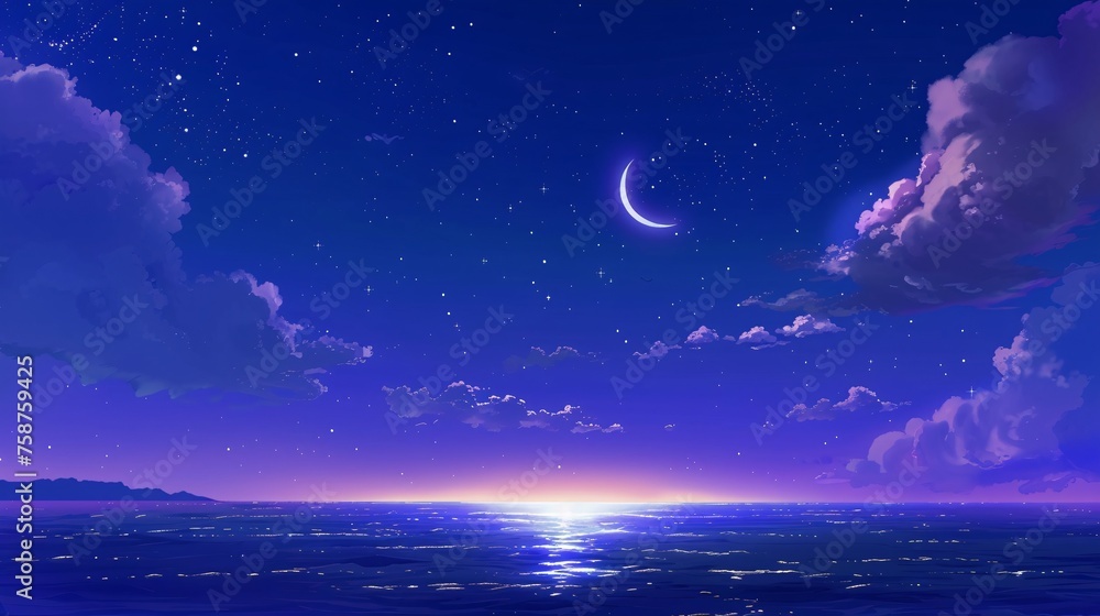 A Night Sky with a Full Moon and Stars Generative AI A Night Sky with a Full Moon and Stars Generative AI