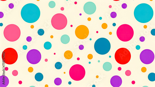 Colorful polka dots pattern on cream background