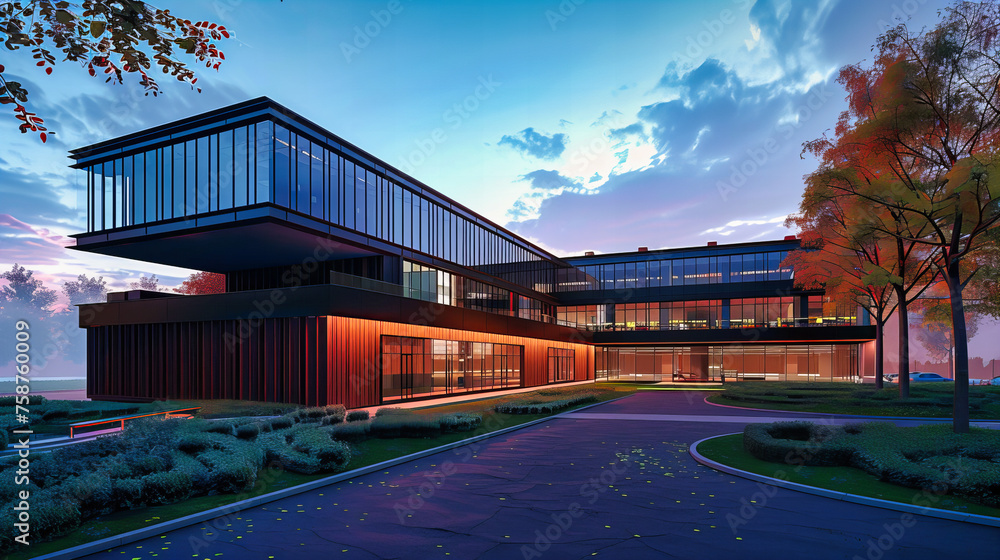 Obraz premium Modern Architecture and Green Building Design, Office and Educational Structures with Sustainable and Innovative Concepts