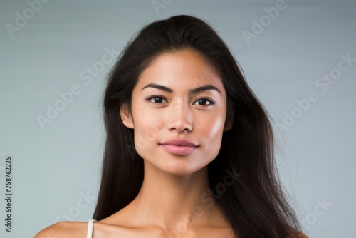 Portrait of a beautiful young asian woman with long straight hair