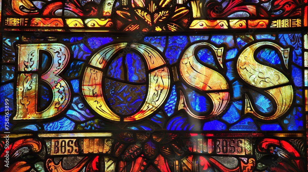 stained glass window word of boss
