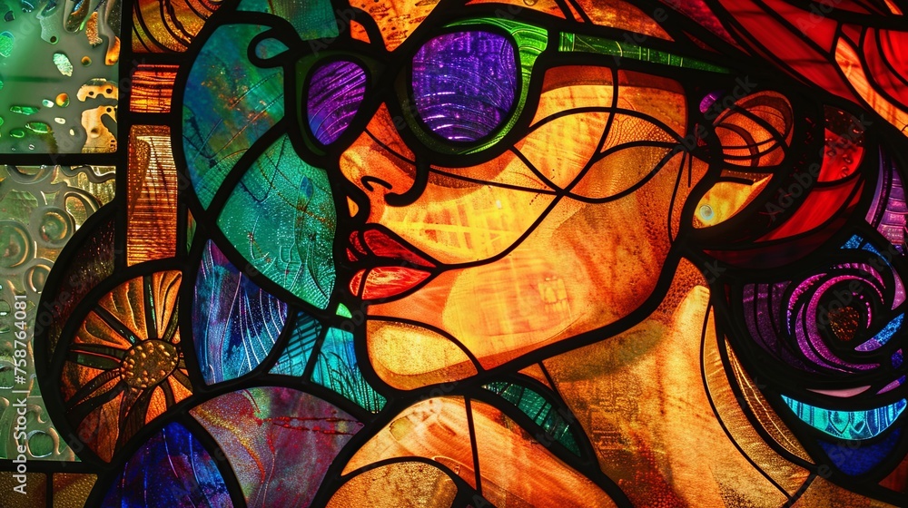 stained glass window woman's face stained glass window woman's face