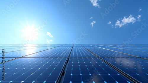 Solar panels on the roof producing clean ecological electricity. Alternative power energy concept.