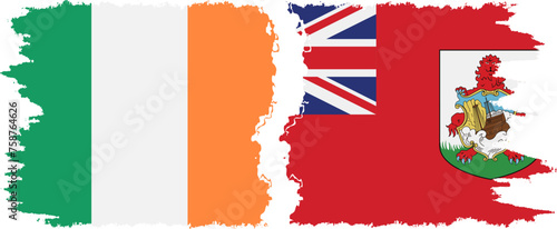 Bermuda and Ireland grunge flags connection vector