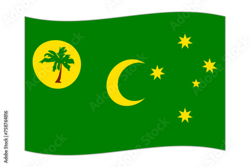Waving flag of the country Cocos Islands. Vector illustration. © Ruslan
