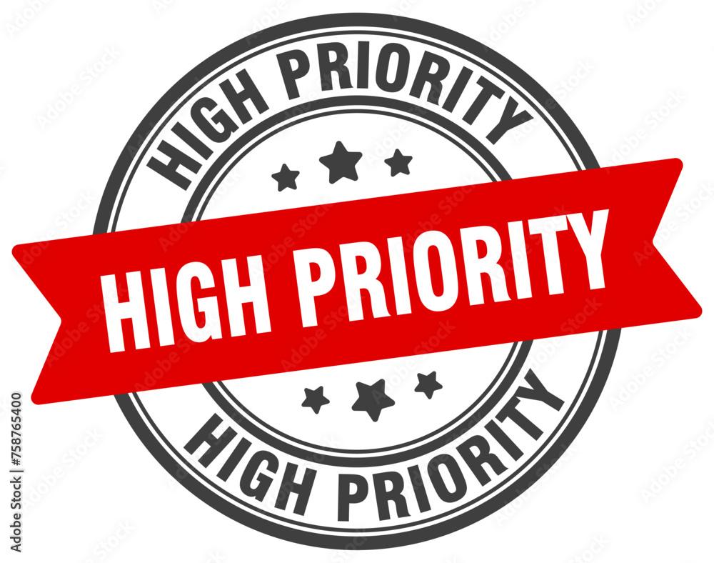 high priority stamp. high priority label on transparent background. round sign