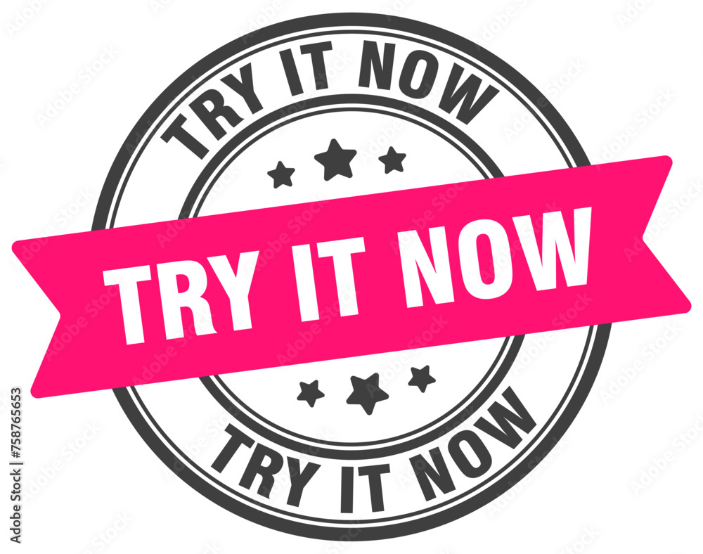 try it now stamp. try it now label on transparent background. round sign
