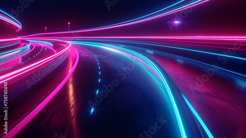 High-Speed Neon Highway: A Futuristic Pathway for Design