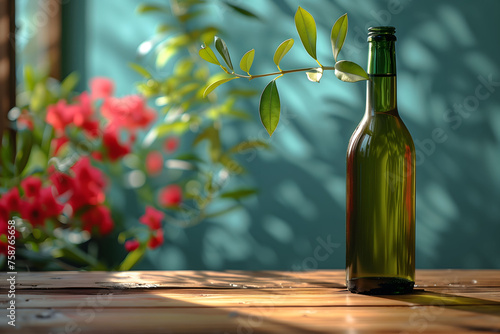 Bottle of Wine on Wooden Table