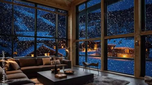 Enjoy relaxing rainy night weather and rainy bedroom ambiance for sleeping or relaxing. Cozy Bedroom on a Snow Night.