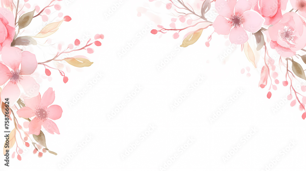 Fototapeta premium Painting watercolor floral background illustration floral nature