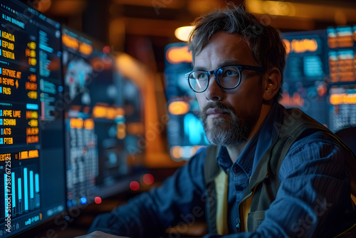 Man Sitting in Front of Computer Monitor