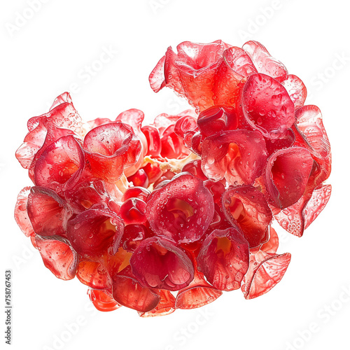 A peeled pomegranate, exposing its clusters of juicy, rubyred seeds сreated with Generative Ai photo