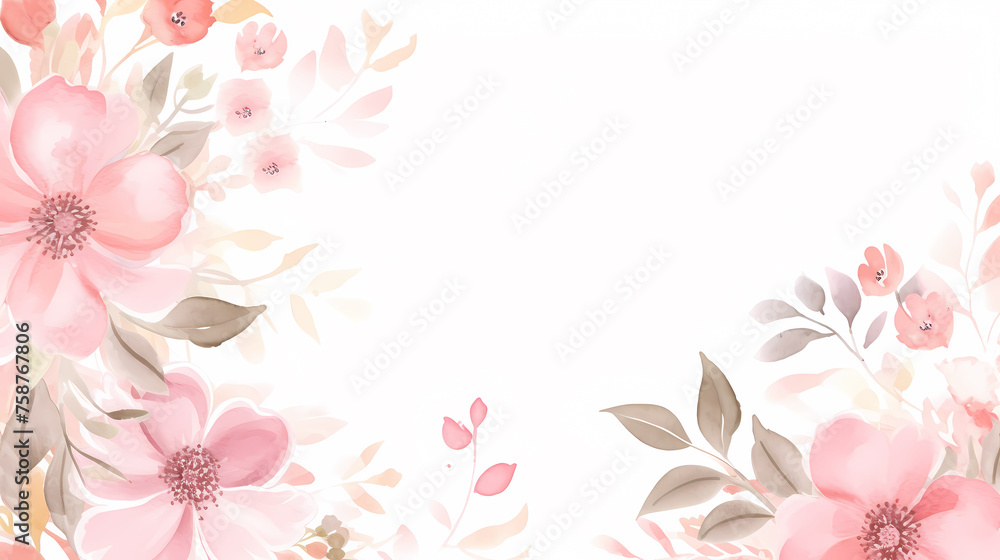 Fototapeta premium Painting watercolor floral background illustration floral nature
