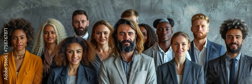 United in joy: Multiracial individuals face the camera.