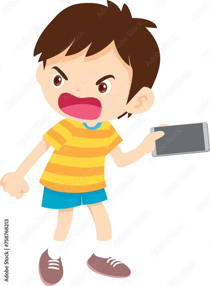 crying angry kid addicted mobile phone 03 crying angry kid addicted mobile phone 03