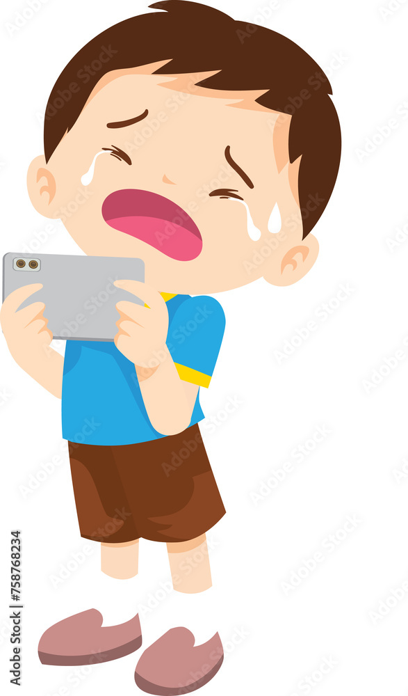 crying angry kid addicted mobile phone 03 crying angry kid addicted mobile phone 03