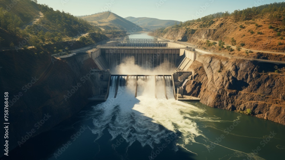 Generative AI Drone Footage of Enormous Dam Structure