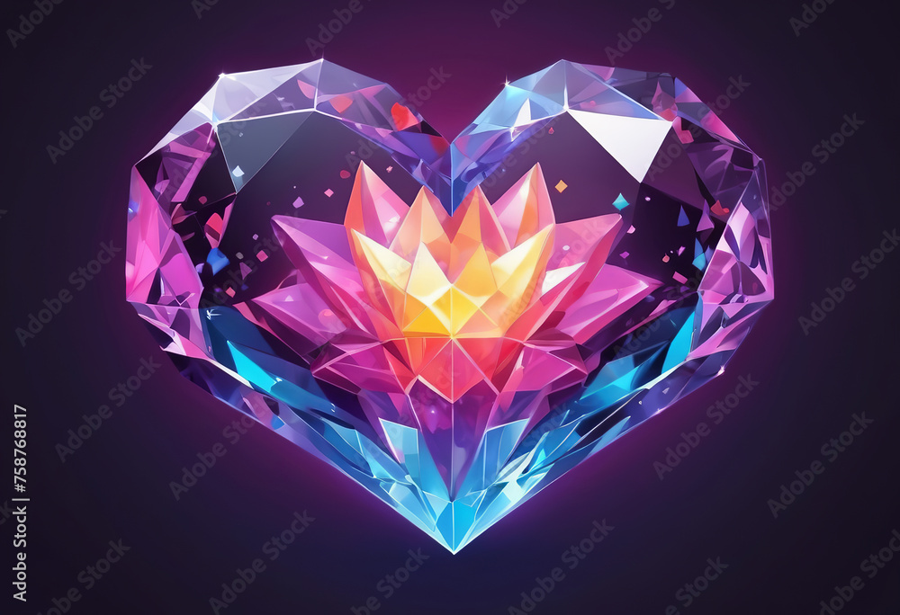Beautiful  heart as a symbol of love in the form of a diamond