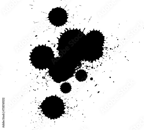 black ink brush dropped splatter splash grunge graphic element