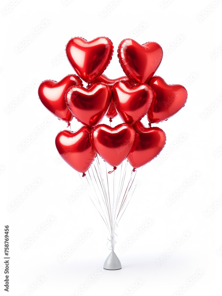 bunch of heart Shaped Foil Balloons, red and silver, matte material, isolated, white background сreated with Generative Ai bunch of heart Shaped Foil Balloons, red and silver, matte material, isolated, white background сreated with Generative Ai