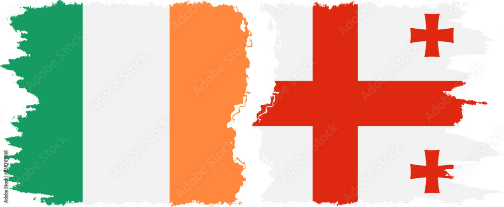 Georgia and Ireland grunge flags connection vector Georgia and Ireland grunge flags connection vector