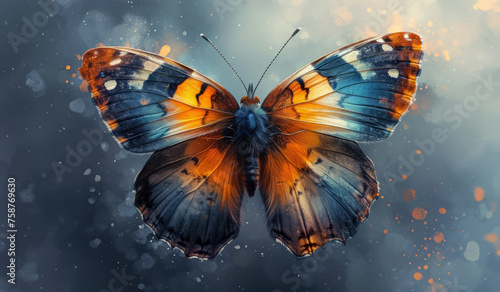 Beautiful butterfly spread its wings on the abstract background
