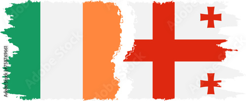 Georgia and Ireland grunge flags connection vector