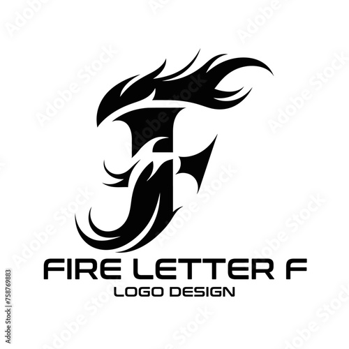 Fototapeta Naklejka Na Ścianę i Meble -  Fire Letter F  Vector Logo Design