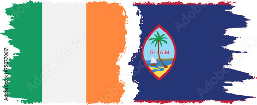 Guam and Ireland grunge flags connection vector photo