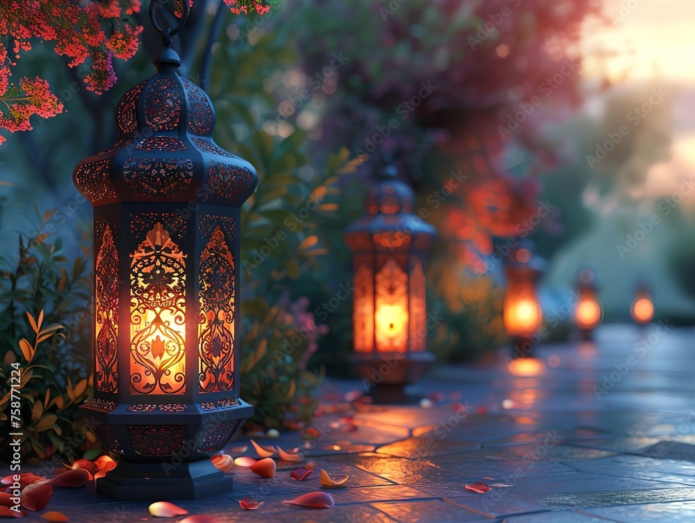 Arabic Ramadan lantern, greeting Eid Mubarak card for Muslim Holidays Arabic Ramadan lantern, greeting Eid Mubarak card for Muslim Holidays