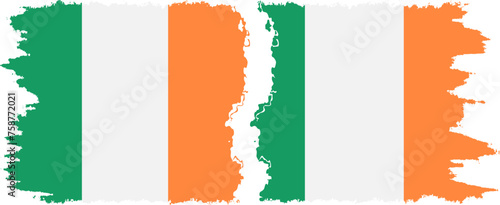 Canvas Print Ireland and Ireland grunge flags connection vector