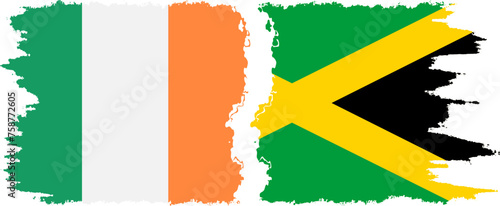 Jamaica and Ireland grunge flags connection vector