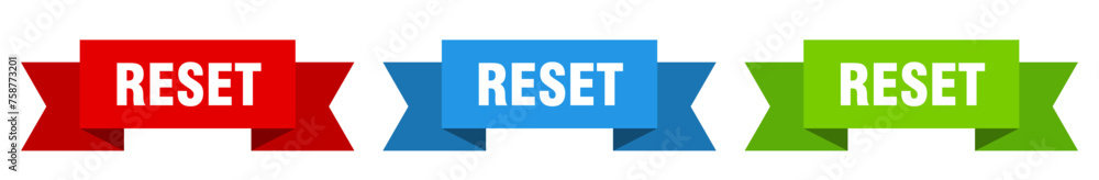 reset ribbon. reset isolated paper sign. banner reset ribbon. reset isolated paper sign. banner