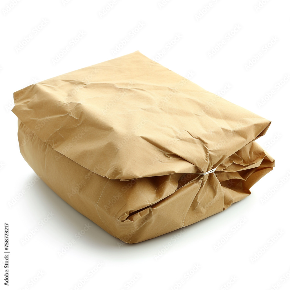 Square paper bag isolated on white сreated with Generative Ai Square paper bag isolated on white сreated with Generative Ai