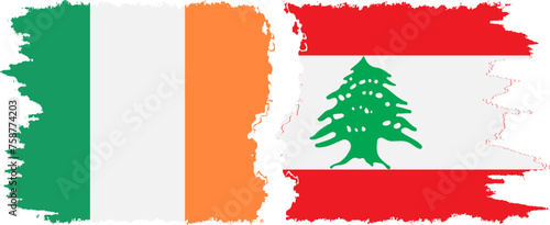 Lebanon and Ireland grunge flags connection vector