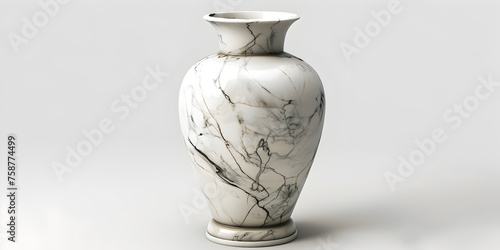 White marble glossy round vase