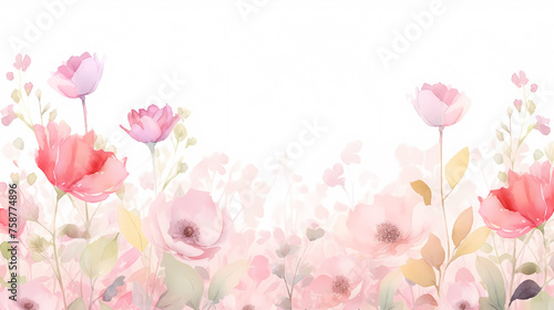 Delicate abstract watercolor flowers