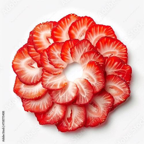 sliced strawberry isolated on white сreated with Generative Ai