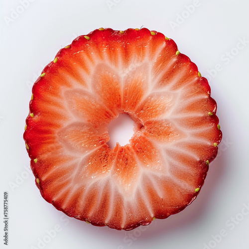 sliced strawberry isolated on white сreated with Generative Ai