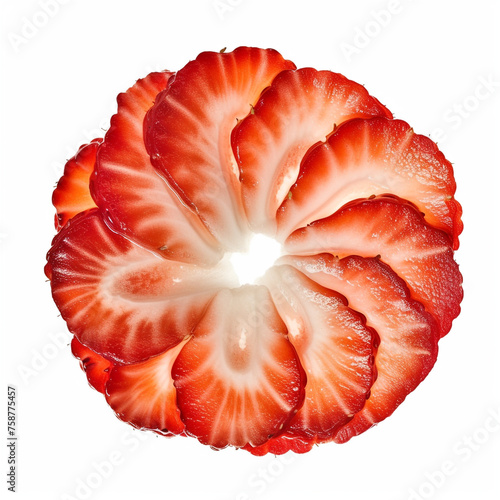 sliced strawberry isolated on white сreated with Generative Ai