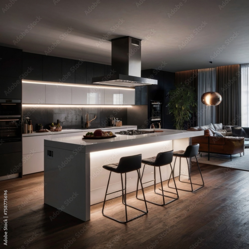 Fototapeta premium LED-lit Modern Kitchen