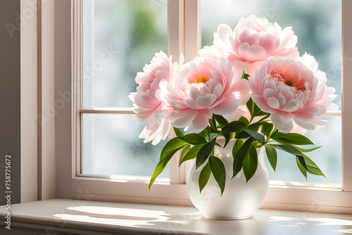 pink and white peonies flowers